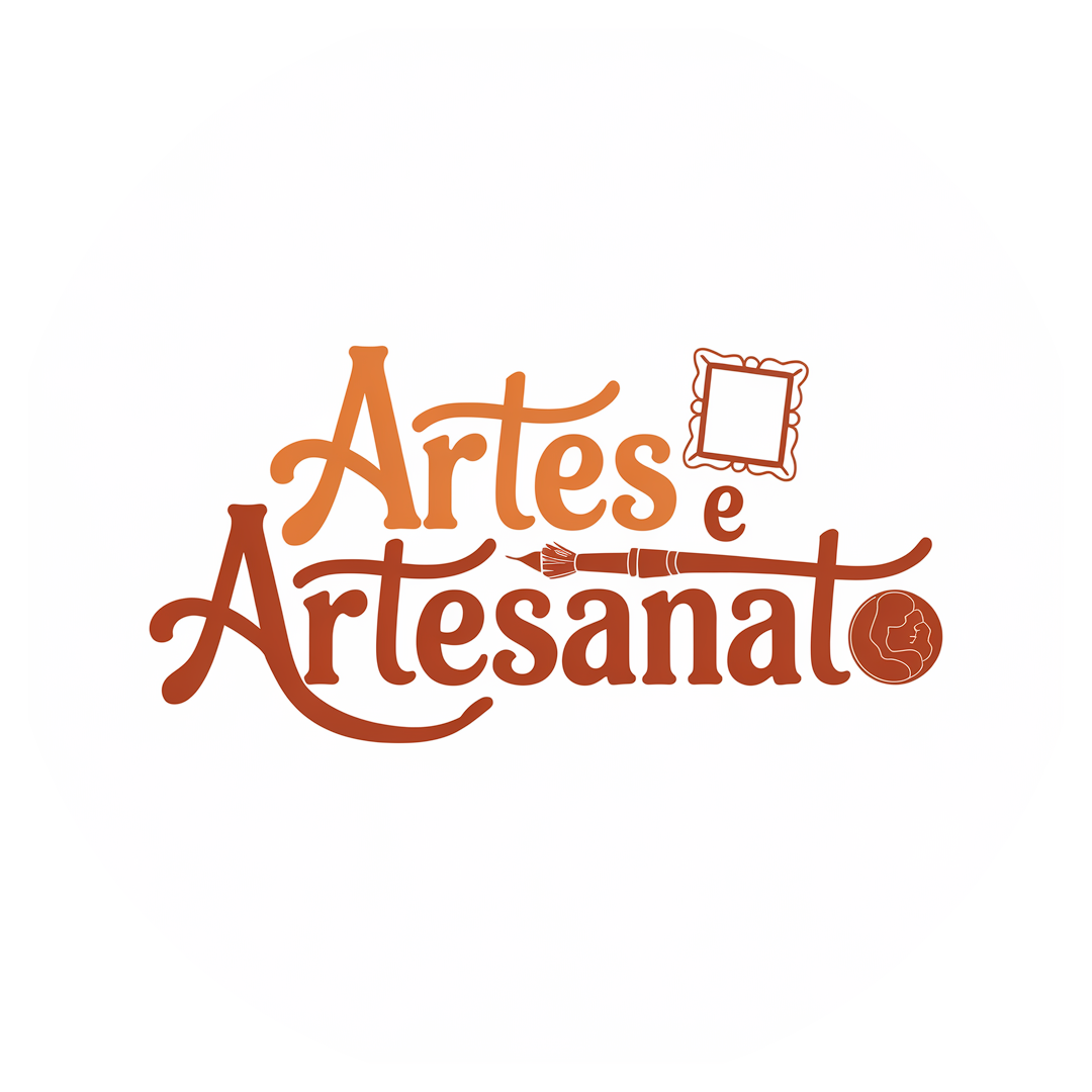 Logotipo Artes e Artesanato em tons de laranja